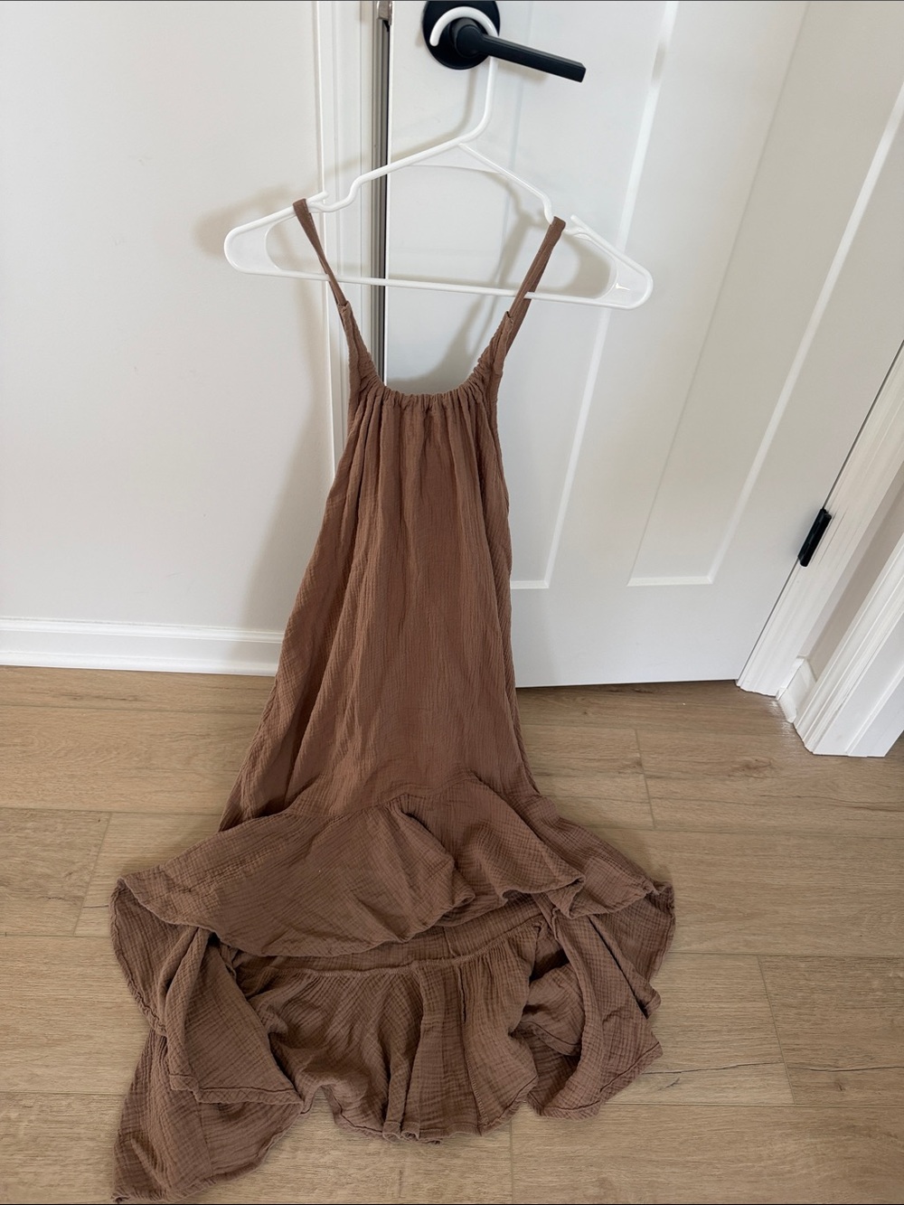 Brown Lightweight Spaghetti-Strap Maxi Dress